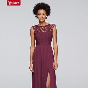 David’s Bridal Bridesmaid Dress F19328 Size 6 Wine